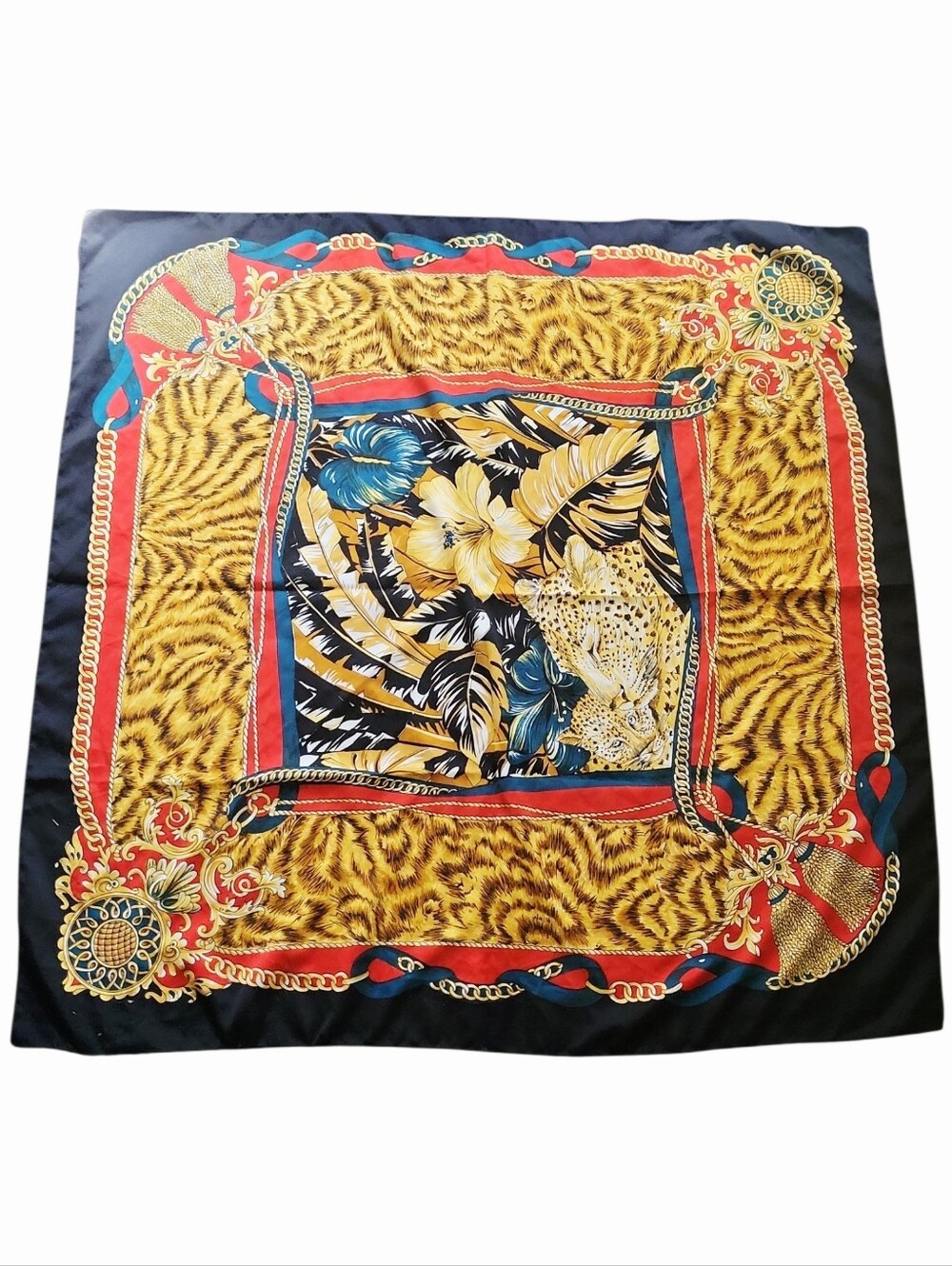 Vintage Berkshire Cheetah Regal Large Scarf Square 34" Made In Italy